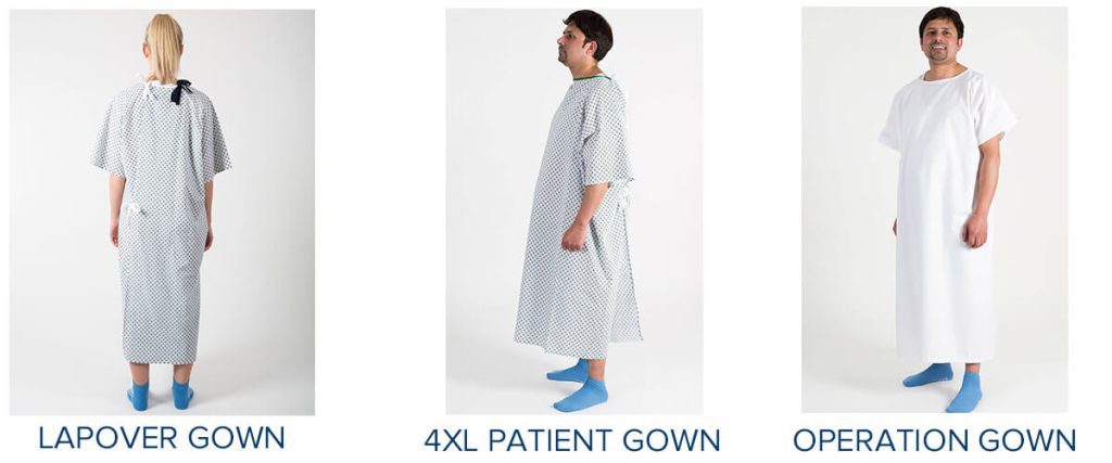 Three most popular styles of patient gowns