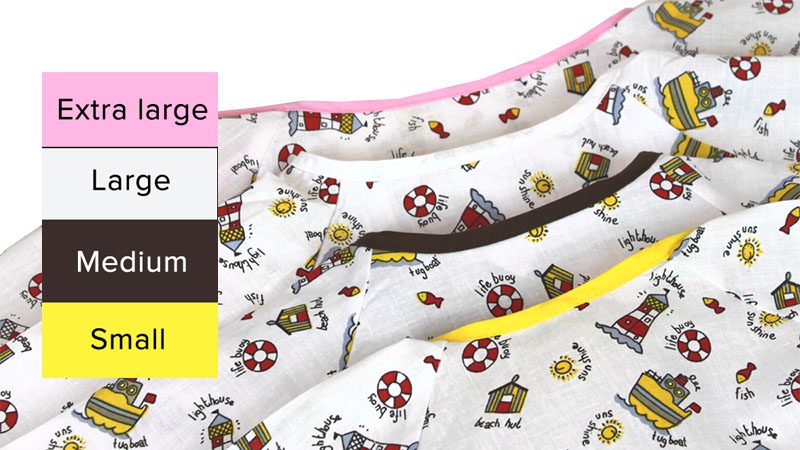 Childrens hospital gowns in 4 sizes