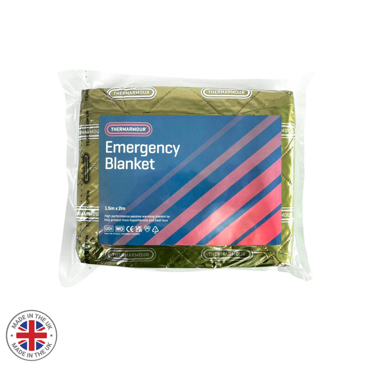 THERMARMOUR Emergency Blanket Military Green 1.5m x 2m